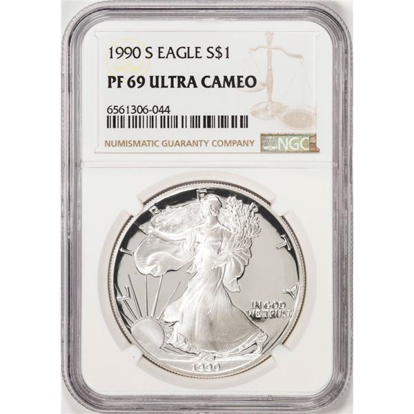 1990-S Proof $1 American Silver Eagle Coin NGC PF69 Ultra Cameo