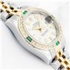 Image 4 : Rolex Ladies Two Tone Silver Index Emerald and Diamond Datejust Wristwatch