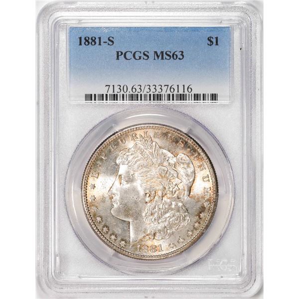 1881-S $1 Morgan Silver Dollar Coin PCGS MS63