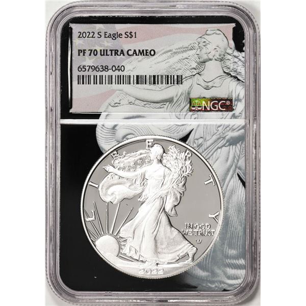 2022-S $1 Proof American Silver Eagle Coin NGC PF70 Ultra Cameo