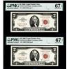 Image 1 : (2) Consecutive 1963 $2 Legal Tender Notes Fr.1513 PMG Superb Gem Uncirculated 67EPQ