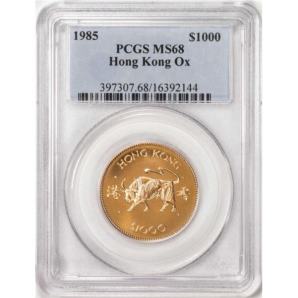 1985 Hong Kong $1000 Ox Gold Coin PCGS MS68