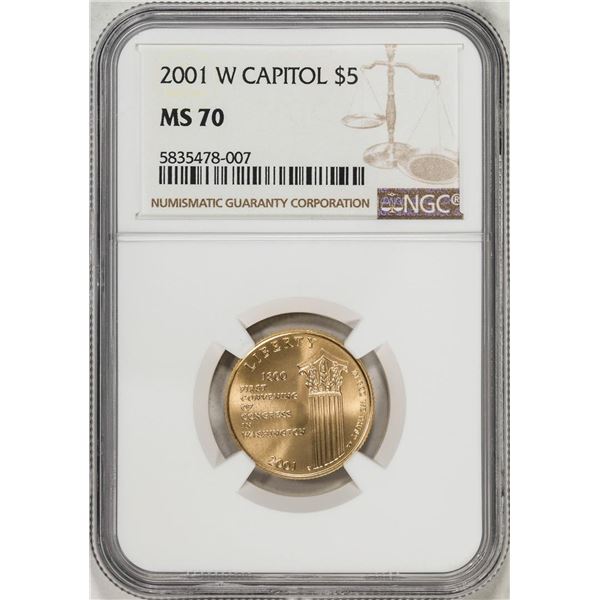 2001-W $5 Capitol Visitor Center Commemorative Gold Coin NGC MS70