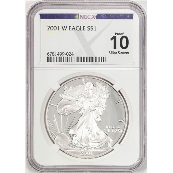 2001-W $1 Proof American Silver Eagle Coin NGCX Proof 10 Ultra Cameo