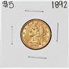 1892 $5 Liberty Head Half Eagle Gold Coin