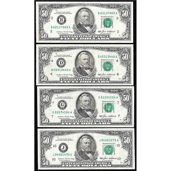 Lot of (4) 1985 $50 Federal Reserve Notes