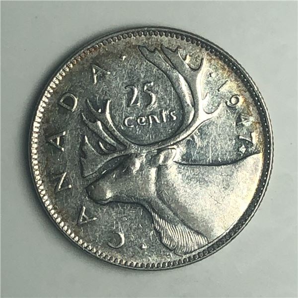 1947 Maple King George VI 25 Cents AU+