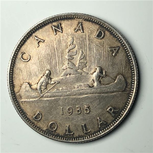 1935 King George V Canadian Silver Dollar AU