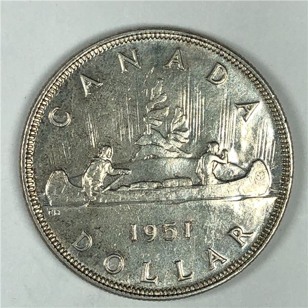 1951 King George VI Canadian Silver Dollar UNC