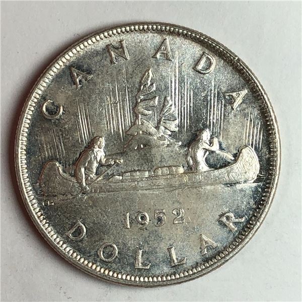 1952 King George VI Canadian Silver Dollar UNC DBL HP