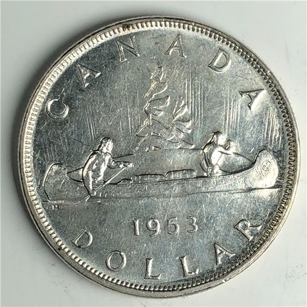 1953 Queen Elizabeth II Canadian Silver Dollar