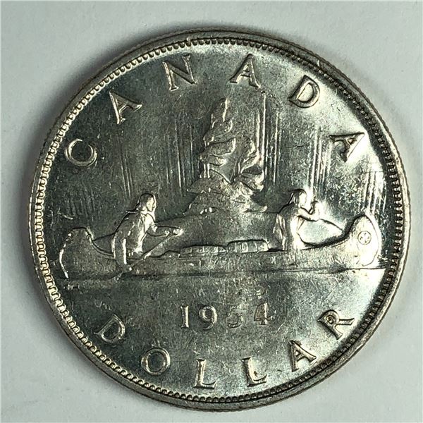 1954 SWL Queen Elizabeth II Canadian Silver Dollar