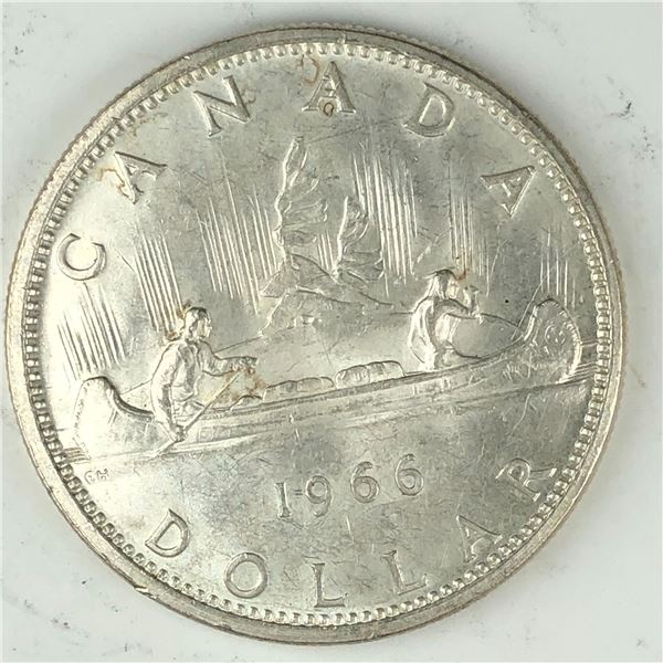 1966 Queen Elizabeth II Canadian Silver Dollar UNC