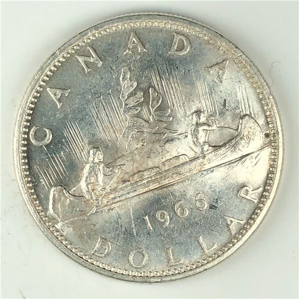 1966 Queen Elizabeth II Canadian Silver Dollar UNC