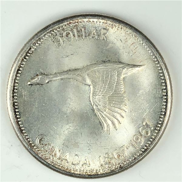 1967 Queen Elizabeth II Canadian Silver Dollar UNC