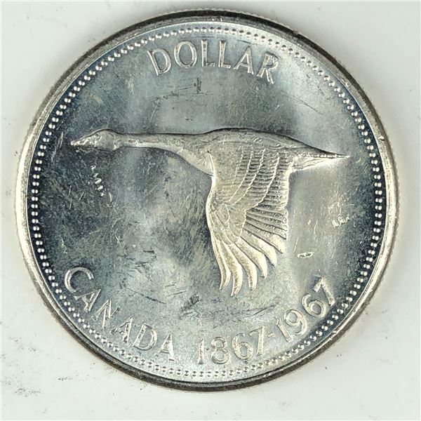 1967 Queen Elizabeth II Canadian Silver Dollar UNC