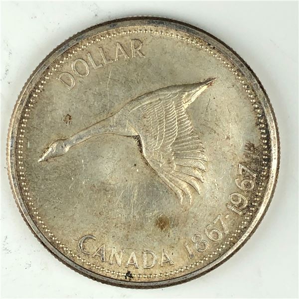 1967 Queen Elizabeth II Canadian Silver Dollar