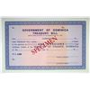 Image 1 : Government of Dominica, Treasury Bill, ND (ca. 1960s) ($1000) Specimen Treasury Note.