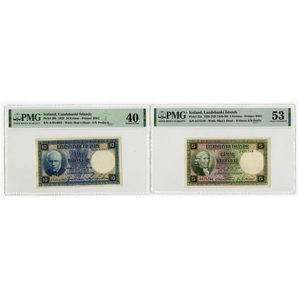 Landsbanki Islands, 1928 and 1928 (ND 1948-56), Issued Banknote Pair