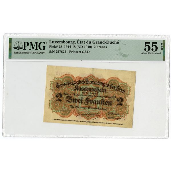 Luxembourg, Etat du Grand-Duche, 1914-18 (ND 1919), "Top Pop" Issued Banknote
