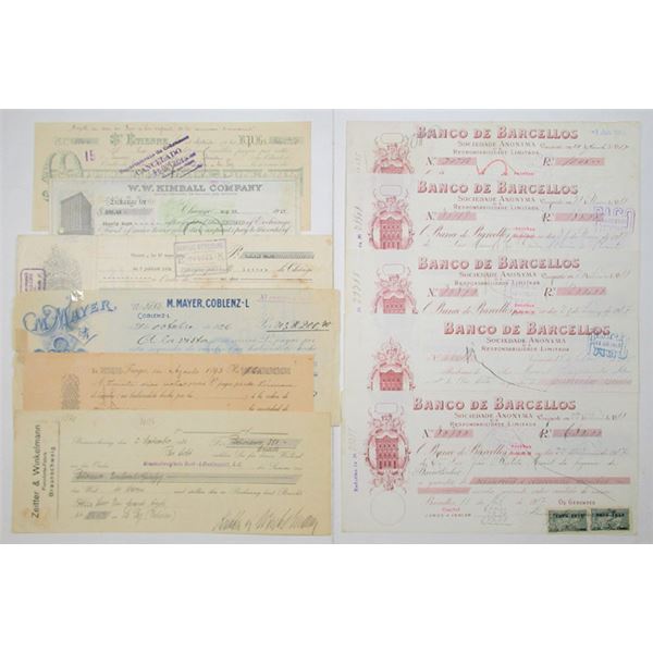 Bolivia, Turkey, Morocco, & Portugal Assortment of Bills of Exchanges, ca.1893-1931.