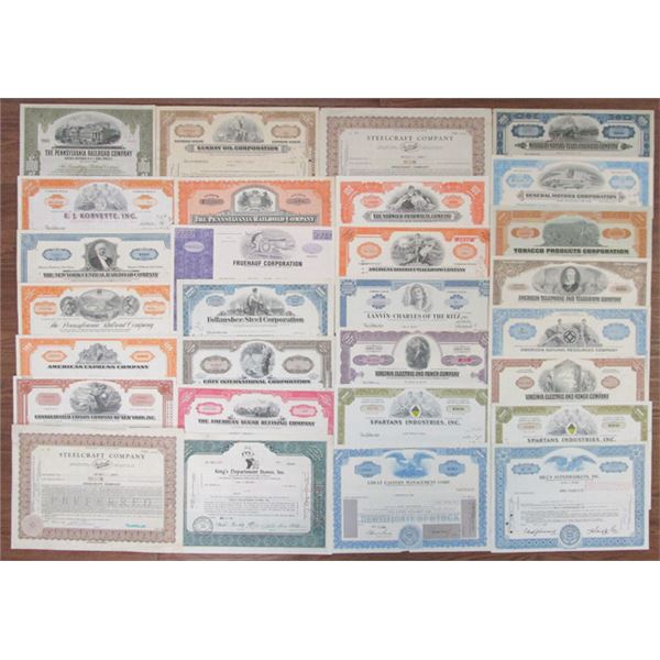 Railroad, Industrial, Oil, Corporate and Business Assortment of I/C Stocks and Bonds, ca.1923-83