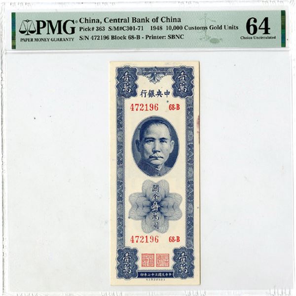 Central Bank of China, 1948, Issued Banknote