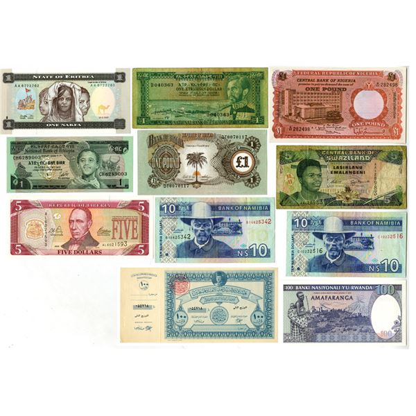 African Continent, Assortment of Issuers, ND (1966) to 2003, Group of 11 Banknotes