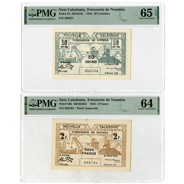Tresorerie de Noumea, 1943, Issued Banknote Pair