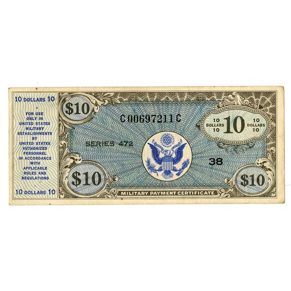 Military Payment Certificate, ND (1948), $10, Series 472,  Issued Banknote