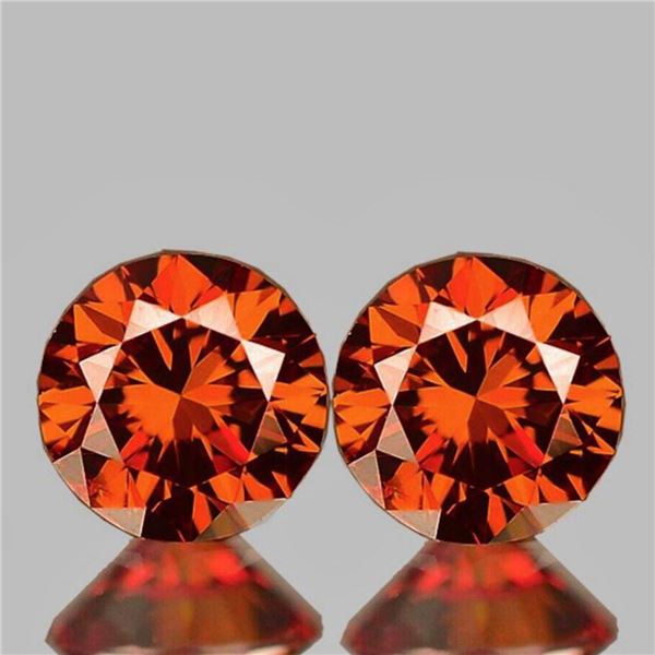 Natural  AAA Vivid Orange Zircon Pair{Flawless-VVS1}