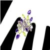 Image 1 : Natural  Amethyst Peridot Rhodolite Garnet Ring