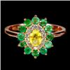 Image 1 : Natural  Sapphire & Colombian Emerald Ring