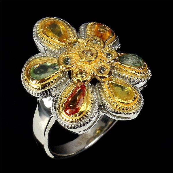 Natural Sapphire Flower Ring