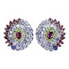 Image 2 : Natural Rhodolite Garnet Tanzanite Earrings