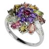 Image 2 : Natural Tourmaline Amethyst & Rhodolite Garnet Ring