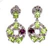 Image 1 : Natural Peridot  Rhodolite Sapphire Earrings