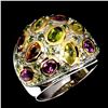Image 1 : Natural Chrome Diopside Peridot Rhodolite Garnet Ring