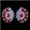 Image 1 : Natural  Pigeon Blood Red Ruby Tanzanite  Earrings