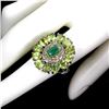 Image 1 : Natural Colombian Emerald  Peridot Sapphire Ring