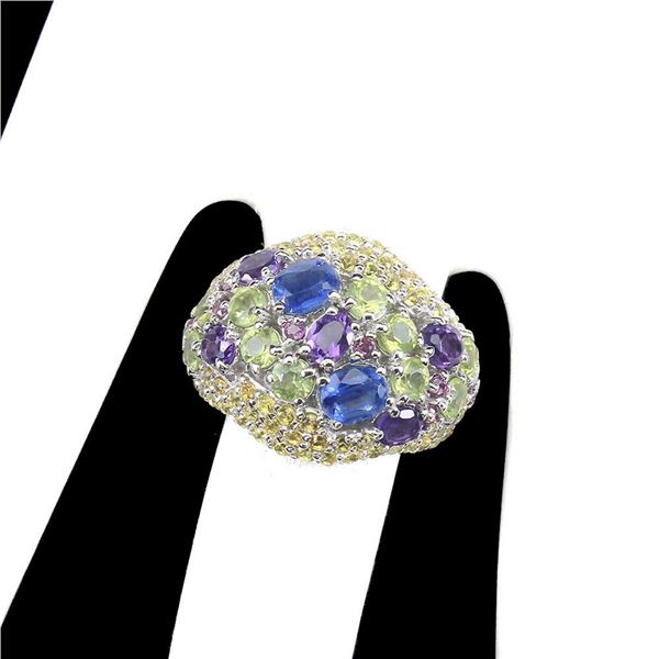 Natural Unheated Oval Kyanite Amethyst Sapphire Ring