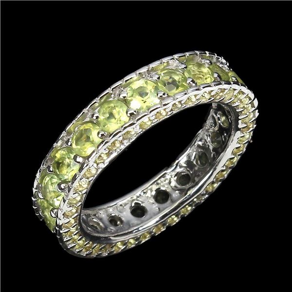 Natural  Peridot Sapphire Eternity Ring