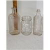 Image 1 : TWO OLD MEDICINE BOTTLES AND MASON JAR