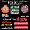 Image 1 : Mixed small cents 1c orig shotgun roll, 1929-p Lincoln Cent, Wheat Cent other end, Nathan's Brandt W