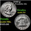 Image 1 : 1949-p Franklin Half Dollar 50c Graded ms66 fbl By SEGS
