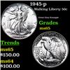 Image 1 : 1945-p Walking Liberty Half Dollar 50c Grades GEM Unc