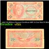 Image 1 : 1965 U.S. Military Payment Certificate MPC 25 Cent Note P# M59A Grades vf+