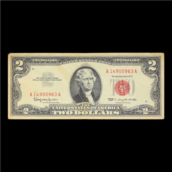 1963 $2 Red seal United States Note Grades vf++
