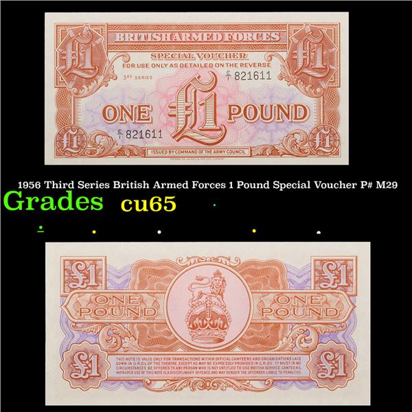1956 Third Series British Armed Forces 1 Pound Special Voucher P# M29 Grades Gem CU