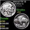 Image 1 : 1913-d TY II Buffalo Nickel 5c Grades vf+